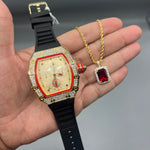 Reloj cuadrado + Jolly Rojo